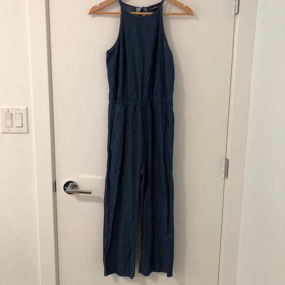 Dark blue denim style jumpsuit - Picture 1 of 2